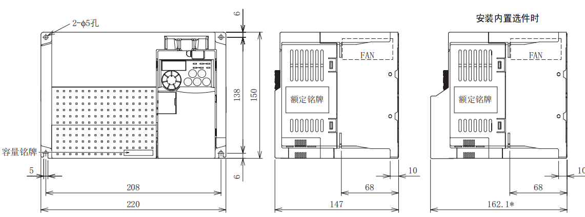 FR-E740-5.5K、7.5K-CHT尺寸圖